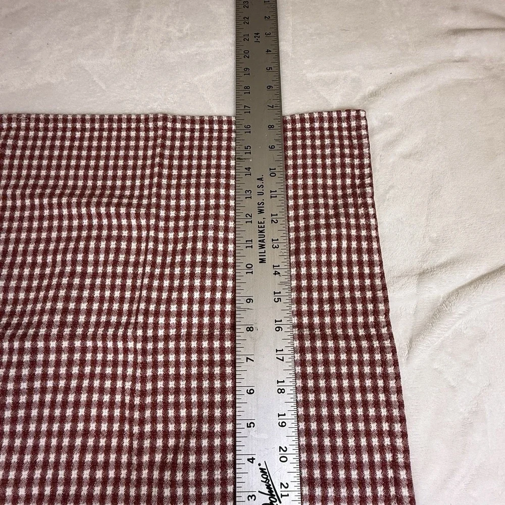 Vintage Gingham Kitchen Towel Napkin Lot Burgundy White Woven Check Set of 8